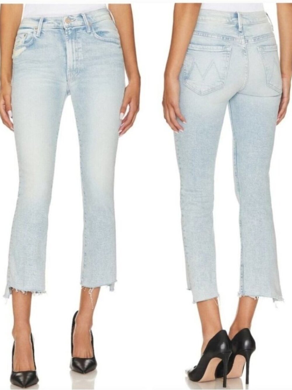 MOTHER The Insider Crop Step Fray Jeans in Smooth Sailing Size 24